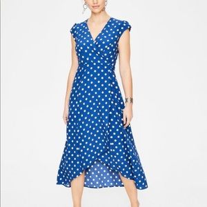 Boden Blue Polka Dot Wrap Dress